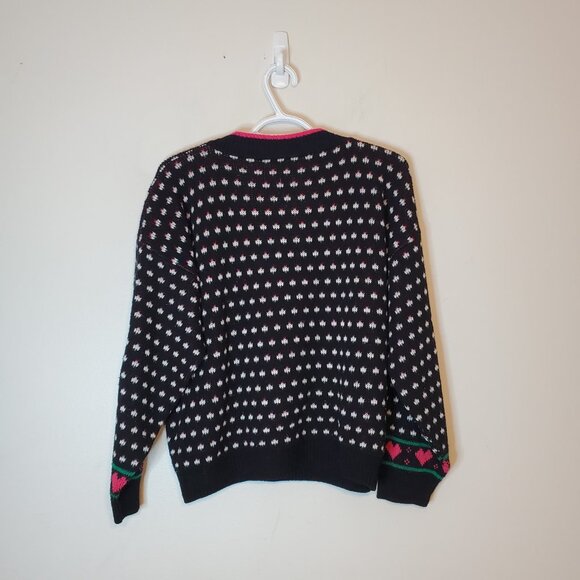 Vintage 90s Cute Cat Knit Sweater Black Size L - Picture 2 of 5